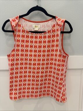 Maeve Orange and White Patterned Tank Top